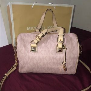 Blush Pink Michael Kors Logo Grayson Large Satchel